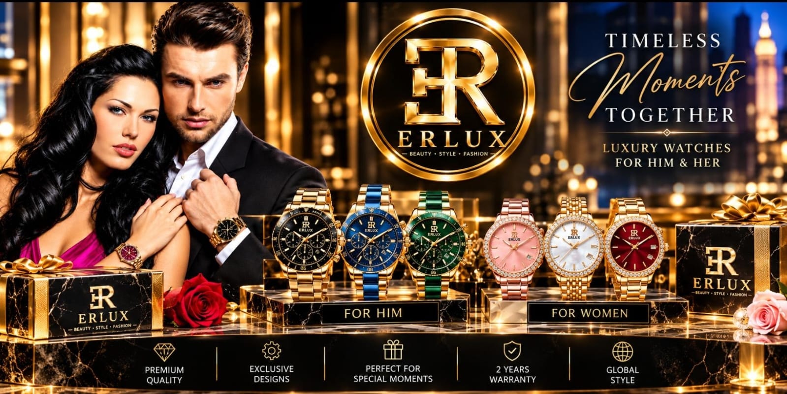 ERLUX Luxury Watches — Timeless Moments Together. Premium Quality, Exclusive Designs, For Him & Her.